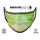 Splattered Green 42 Absorbed Watercolor Texture - Made in USA Mouth Cover Unisex Anti-Dust Cotton Blend Reusable & Washable Face Mask with Adjustable Sizing for Adult or Child