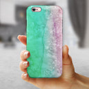 Splattered Mint Absorbed Watercolor Texture iPhone 6/6s or 6/6s Plus 2-Piece Hybrid INK-Fuzed Case