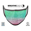 Splattered Mint Absorbed Watercolor Texture - Made in USA Mouth Cover Unisex Anti-Dust Cotton Blend Reusable & Washable Face Mask with Adjustable Sizing for Adult or Child