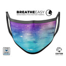 Splattered Ocean 4823 Absorbed Watercolor Texture - Made in USA Mouth Cover Unisex Anti-Dust Cotton Blend Reusable & Washable Face Mask with Adjustable Sizing for Adult or Child