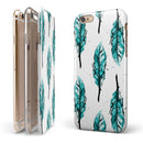Splattered Teal Watercolor Feathers iPhone 6/6s or 6/6s Plus 2-Piece Hybrid INK-Fuzed Case