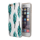 Splattered Teal Watercolor Feathers iPhone 6/6s or 6/6s Plus 2-Piece Hybrid INK-Fuzed Case