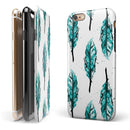 Splattered Teal Watercolor Feathers iPhone 6/6s or 6/6s Plus 2-Piece Hybrid INK-Fuzed Case