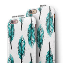 Splattered Teal Watercolor Feathers iPhone 6/6s or 6/6s Plus 2-Piece Hybrid INK-Fuzed Case