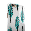 Splattered Teal Watercolor Feathers iPhone 6/6s or 6/6s Plus 2-Piece Hybrid INK-Fuzed Case