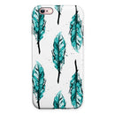 Splattered Teal Watercolor Feathers iPhone 6/6s or 6/6s Plus 2-Piece Hybrid INK-Fuzed Case