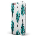 Splattered Teal Watercolor Feathers iPhone 6/6s or 6/6s Plus 2-Piece Hybrid INK-Fuzed Case