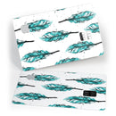Splattered Teal Watercolor Feathers - Premium Protective Decal Skin-Kit for the Apple Credit Card