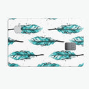 Splattered Teal Watercolor Feathers - Premium Protective Decal Skin-Kit for the Apple Credit Card