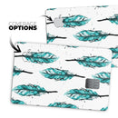 Splattered Teal Watercolor Feathers - Premium Protective Decal Skin-Kit for the Apple Credit Card