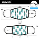 Splattered Teal Watercolor Feathers - Made in USA Mouth Cover Unisex Anti-Dust Cotton Blend Reusable & Washable Face Mask with Adjustable Sizing for Adult or Child