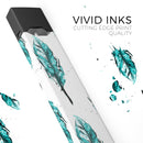 Splattered Teal Watercolor Feathers - Premium Decal Protective Skin-Wrap Sticker compatible with the Juul Labs vaping device