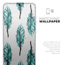 Splattered Teal Watercolor Feathers - Premium Vinyl Skin Decal for Samsung Galaxy S25 Ultra, S24, S23, S22 & All Galaxy S Models