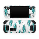 Splattered Teal Watercolor Feathers // Vinyl Skin Wrap for Steam Deck OLED & Steam Deck (LCD) — Soft Matte or Ultra Gloss