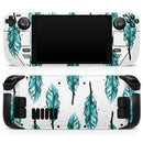 Splattered Teal Watercolor Feathers // Vinyl Skin Wrap for Steam Deck OLED & Steam Deck (LCD) — Soft Matte or Ultra Gloss