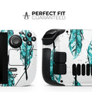 Splattered Teal Watercolor Feathers // Vinyl Skin Wrap for Steam Deck OLED & Steam Deck (LCD) — Soft Matte or Ultra Gloss