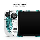 Splattered Teal Watercolor Feathers // Vinyl Skin Wrap for Steam Deck OLED & Steam Deck (LCD) — Soft Matte or Ultra Gloss