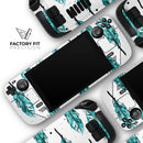 Splattered Teal Watercolor Feathers // Vinyl Skin Wrap for Steam Deck OLED & Steam Deck (LCD) — Soft Matte or Ultra Gloss