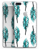 Splattered Teal Watercolor Feathers - Skin-kit for the iPhone 8 or 8 Plus