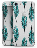 Splattered Teal Watercolor Feathers - Skin-kit for the iPhone 8 or 8 Plus