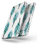 Splattered Teal Watercolor Feathers - Skin-kit for the iPhone 8 or 8 Plus