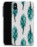 Splattered Teal Watercolor Feathers - iPhone X Clipit Case