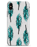 Splattered Teal Watercolor Feathers - iPhone X Clipit Case