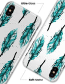 Splattered Teal Watercolor Feathers - iPhone X Clipit Case