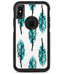 Splattered Teal Watercolor Feathers - iPhone X OtterBox Case & Skin Kits