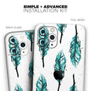 Splattered Teal Watercolor Feathers - Vinyl Skin Wrap for iPhone 17 Pro Max, 17 Pro, 17 Air, 17, 16 & All Models — Soft Matte or Ultra Gloss