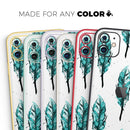 Splattered Teal Watercolor Feathers - Vinyl Skin Wrap for iPhone 17 Pro Max, 17 Pro, 17 Air, 17, 16 & All Models — Soft Matte or Ultra Gloss