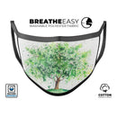 Splattered Watercolor Tree of Life - Made in USA Mouth Cover Unisex Anti-Dust Cotton Blend Reusable & Washable Face Mask with Adjustable Sizing for Adult or Child