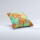 Squiggly Red & Blue Hearts Over Yellow ink-Fuzed Decorative Throw Pillow