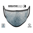 Stained Faded Blue Damask Pattern - Made in USA Mouth Cover Unisex Anti-Dust Cotton Blend Reusable & Washable Face Mask with Adjustable Sizing for Adult or Child