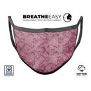 Stained Magenta Damask Pattern - Made in USA Mouth Cover Unisex Anti-Dust Cotton Blend Reusable & Washable Face Mask with Adjustable Sizing for Adult or Child