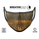 Stained Watercolor with Gold Specks - Made in USA Mouth Cover Unisex Anti-Dust Cotton Blend Reusable & Washable Face Mask with Adjustable Sizing for Adult or Child
