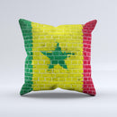 Starred Green Red and Yellow Brick Wall ink-Fuzed Decorative Throw Pillow