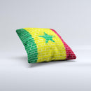 Starred Green Red and Yellow Brick Wall ink-Fuzed Decorative Throw Pillow