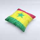 Starred Green Red and Yellow Brick Wall ink-Fuzed Decorative Throw Pillow