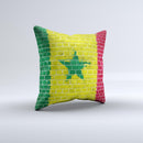 Starred Green Red and Yellow Brick Wall ink-Fuzed Decorative Throw Pillow