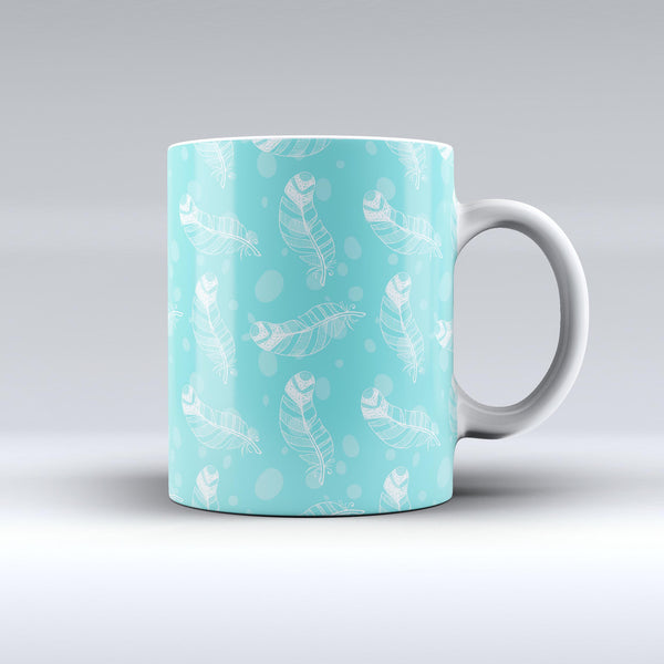 The-Stenciled-Feather-Pattern-ink-fuzed-Ceramic-Coffee-Mug
