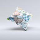 Stitched Plaid Vector Fabric Hearts ink-Fuzed Decorative Throw Pillow