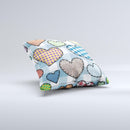 Stitched Plaid Vector Fabric Hearts ink-Fuzed Decorative Throw Pillow