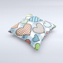 Stitched Plaid Vector Fabric Hearts ink-Fuzed Decorative Throw Pillow