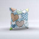 Stitched Plaid Vector Fabric Hearts ink-Fuzed Decorative Throw Pillow