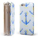 Striped Blue and Gold Watercolor Anchor iPhone 6/6s or 6/6s Plus 2-Piece Hybrid INK-Fuzed Case
