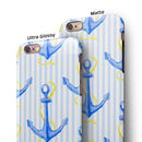 Striped Blue and Gold Watercolor Anchor iPhone 6/6s or 6/6s Plus 2-Piece Hybrid INK-Fuzed Case