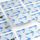 Striped Blue and Gold Watercolor Anchor - Premium Protective Decal Skin-Kit for the Apple Credit Card