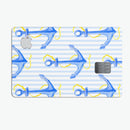 Striped Blue and Gold Watercolor Anchor - Premium Protective Decal Skin-Kit for the Apple Credit Card