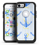 Striped Blue and Gold Watercolor Anchor - iPhone 7 or 8 OtterBox Case & Skin Kits